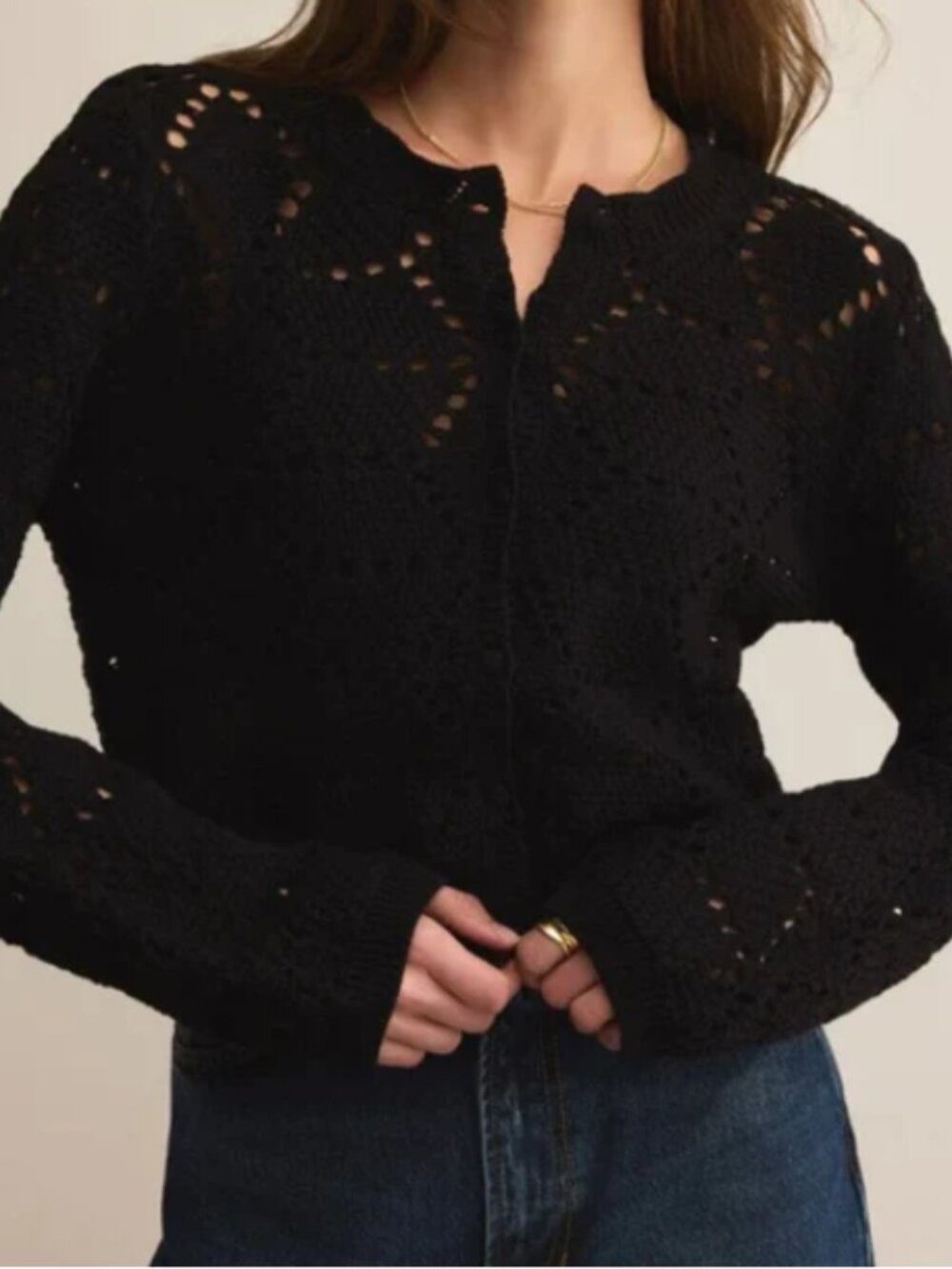 Z Supply Rosalyn Diamond Sweater Cardigan in Black